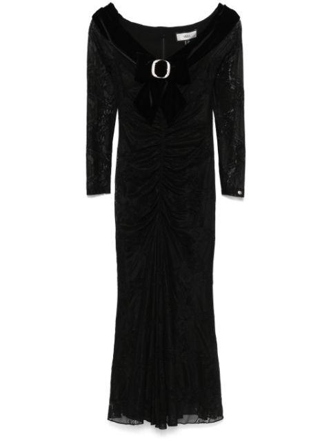 bow-detail lace midi dress by NISSA