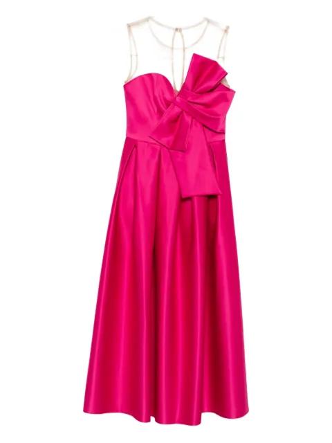 bow-detail mesh-insert midi dress by NISSA
