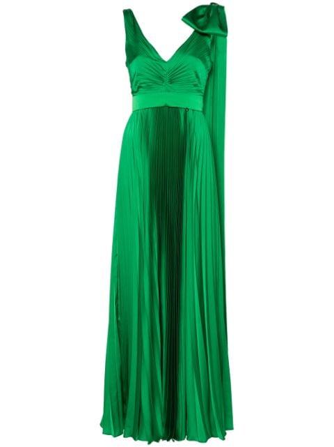 bow-detail pleated maxi dress by NISSA