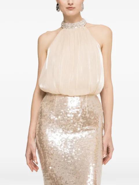 bow-detail sequin maxi dress by NISSA