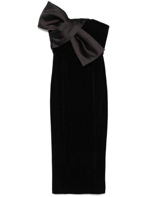 bow-detailing velvet midi dress by NISSA
