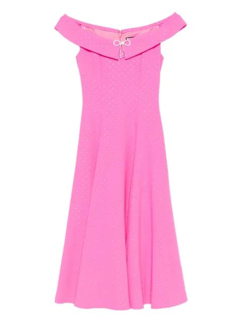 bow-embellished off-shoulder midi dress by NISSA