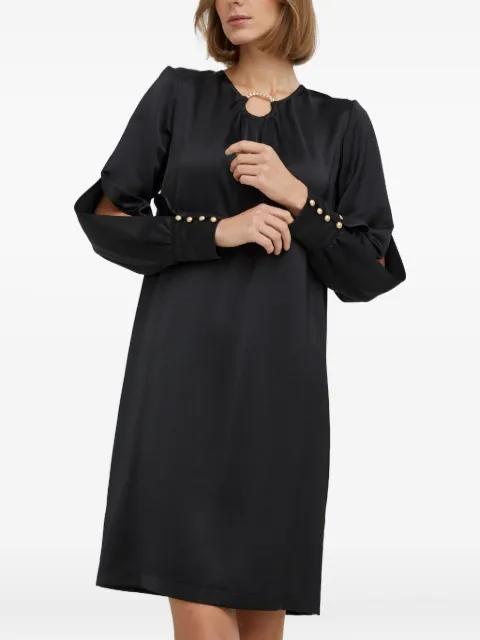 chain-link neck button-cuff midi dress by NISSA