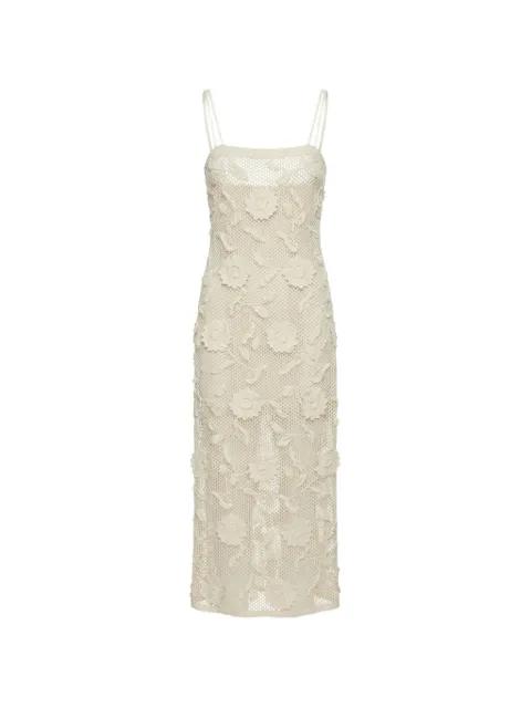 crochet-knit floral-appliqué dress by NISSA