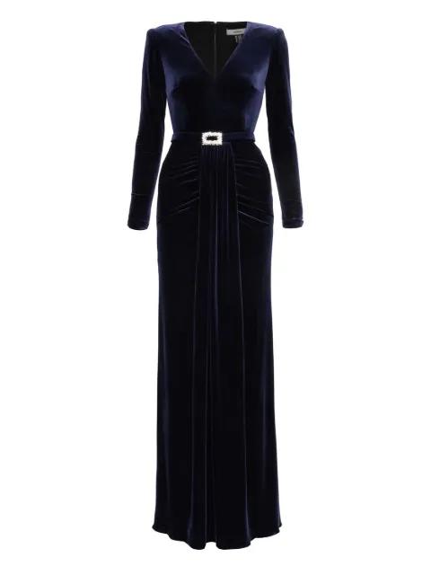 crystal-bucket velvet maxi dress by NISSA