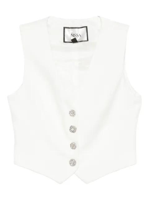crystal-button sleeveless vest by NISSA