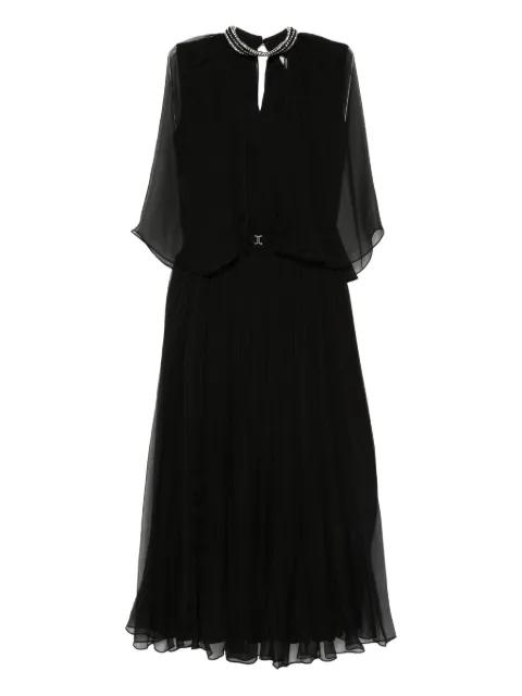 crystal-detail silk midi dress by NISSA