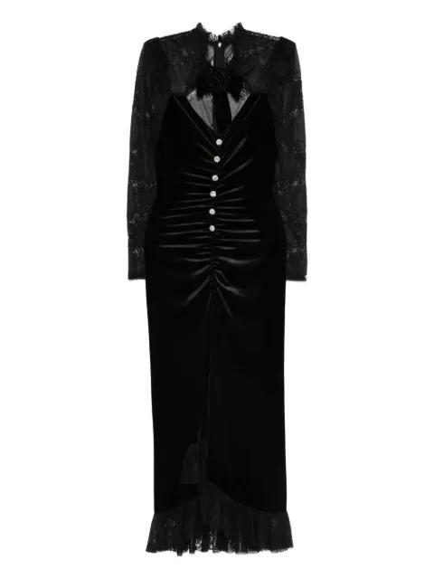 crystal-detail velvet midi dress by NISSA