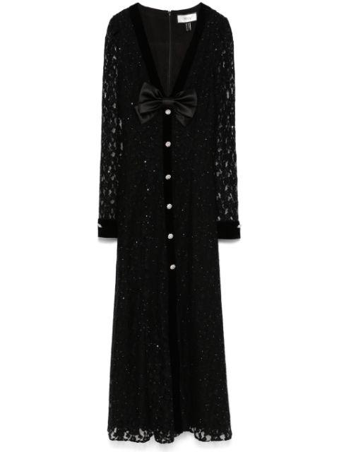 crystal-embellished lace midi dress by NISSA