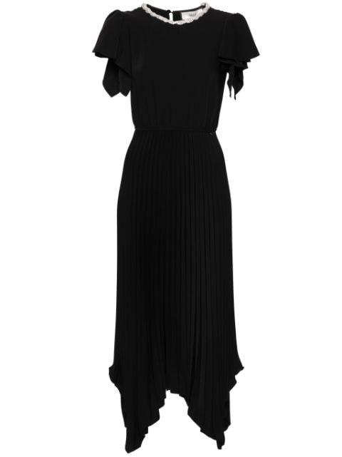crystal-embellished pleated dress by NISSA