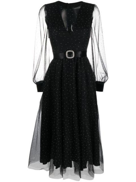 crystal-embellished tulle dress by NISSA