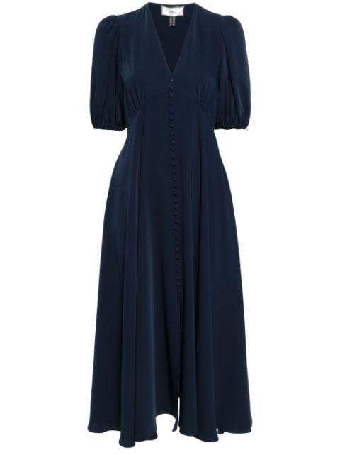 decorative-buttons flared midi dress by NISSA