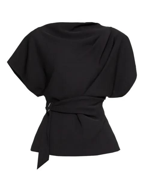 draped belted top by NISSA