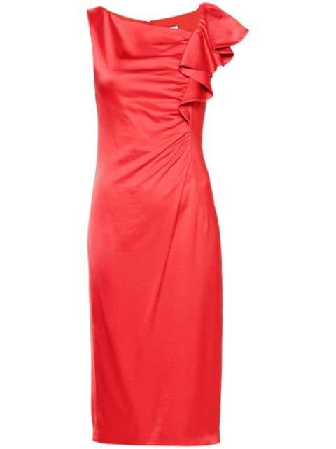 draped-detailing satin midi dress by NISSA