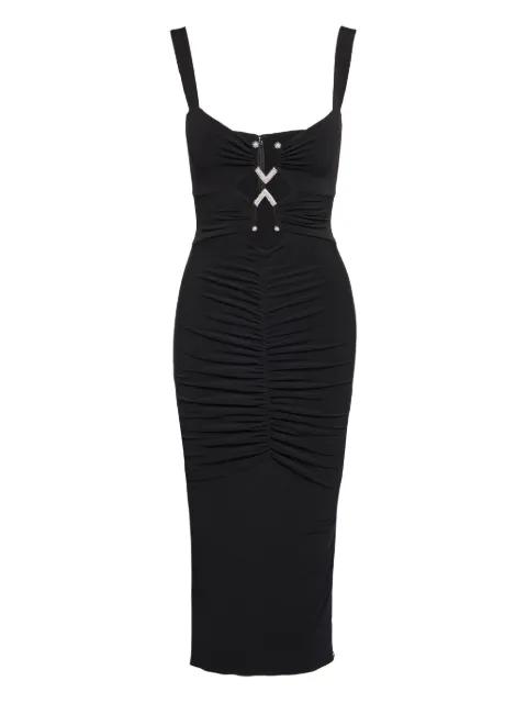 embellished ruched midi dress by NISSA