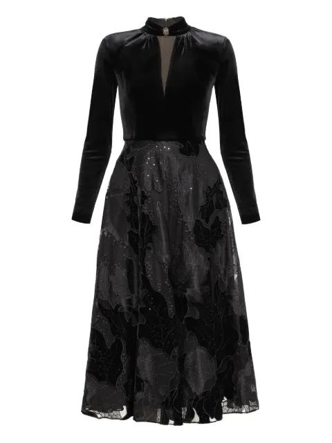 embroidered velvet midi dress by NISSA