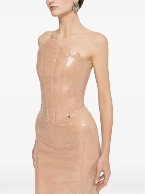 exaggerated-hip sequin maxi dress by NISSA
