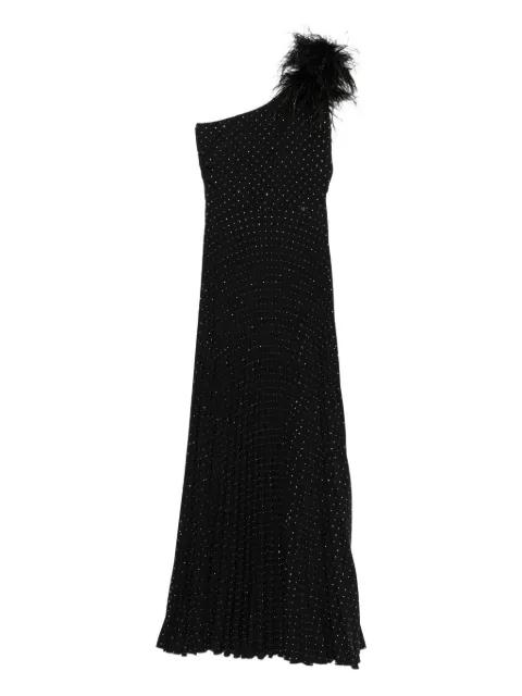 feather trimmed pleated dress by NISSA