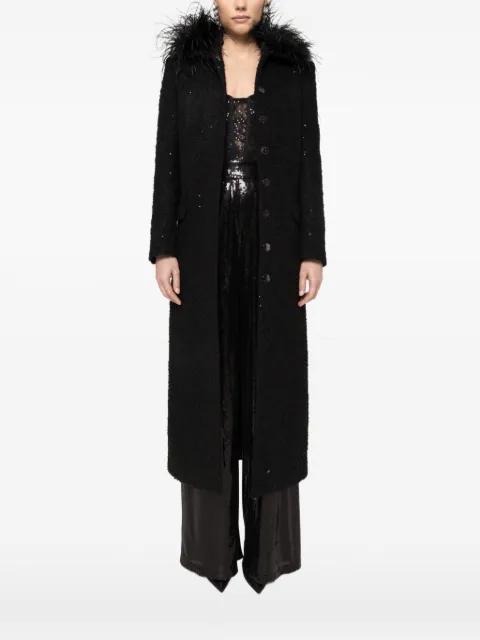 feathers detail bouclé coat by NISSA