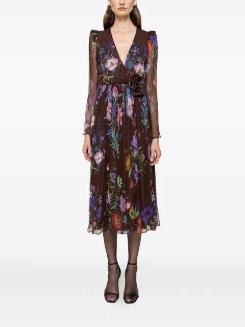 floral-appliqué midi dress by NISSA