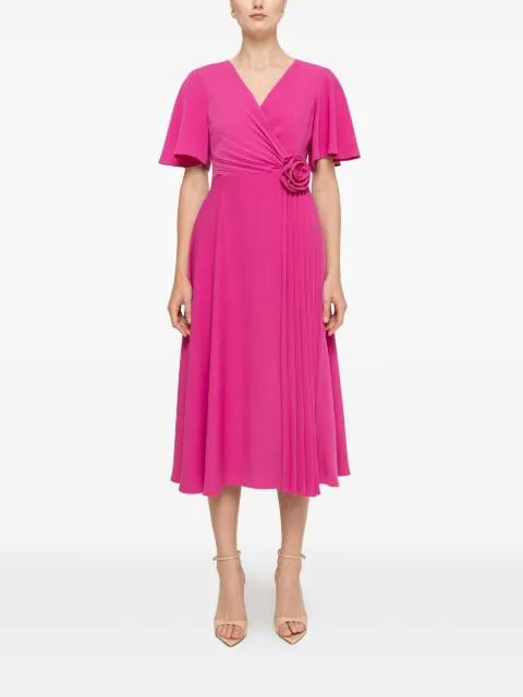 floral-appliqué pleated midi dress by NISSA
