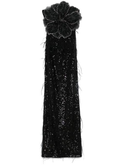 floral appliqué sequin maxi dress by NISSA