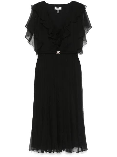 floral-appliqué silk midi dress by NISSA