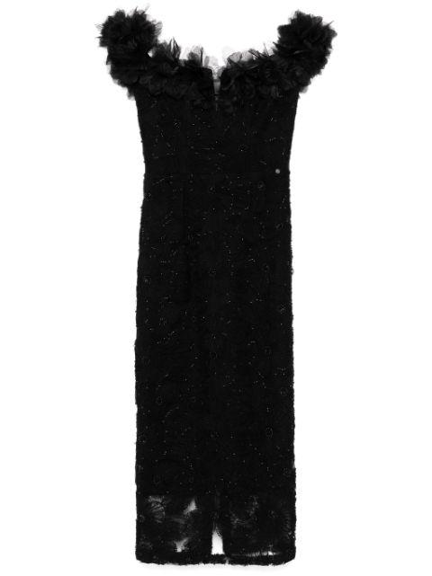floral-detail lace midi dress by NISSA