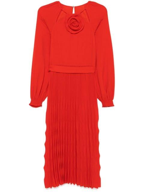 floral-detail pleated midi dress by NISSA