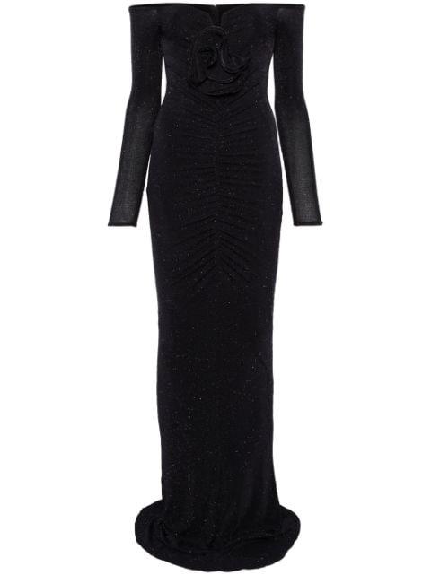 floral-detail ruched maxi dress by NISSA