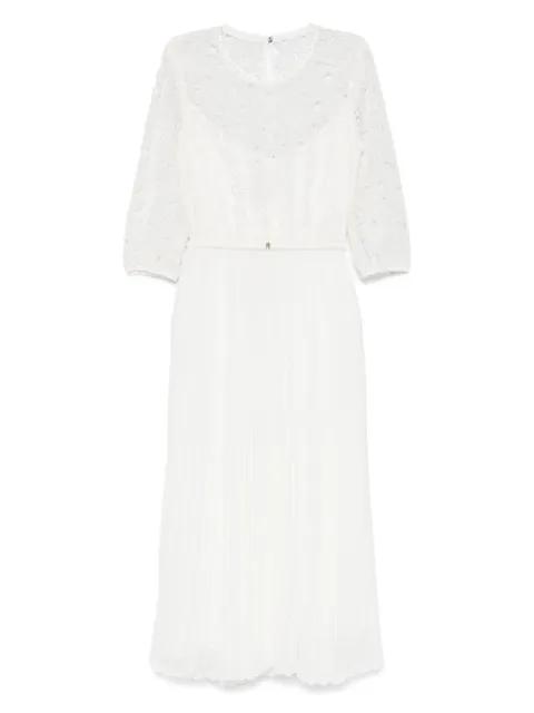 floral-embroidered pleated dress by NISSA