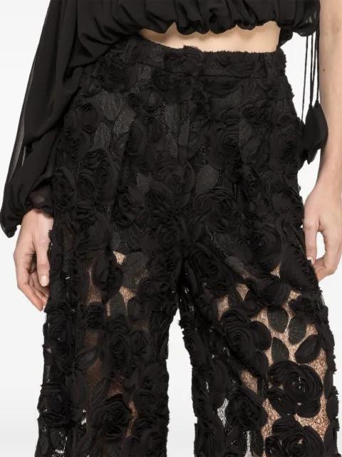 floral-embroidered wide-leg trousers by NISSA