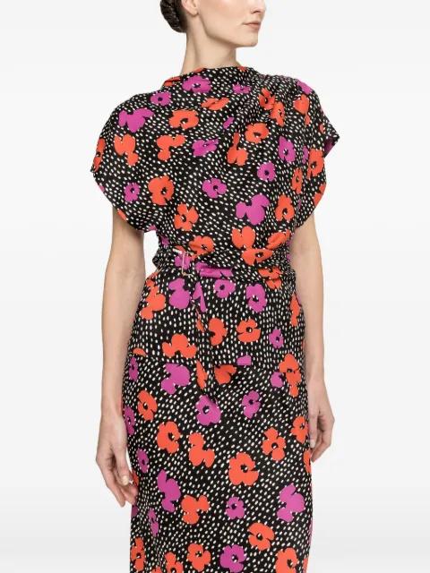 floral-print belted shirt by NISSA