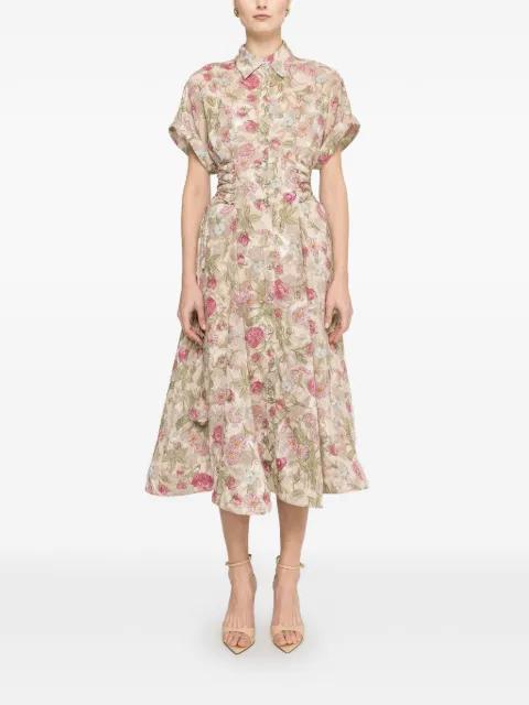 floral-print lace-up midi dress by NISSA