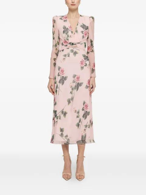 floral-print silk midi dress by NISSA