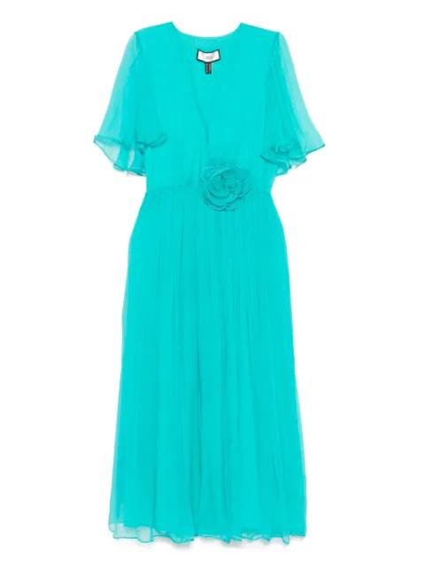 flower-appliqué midi dress by NISSA