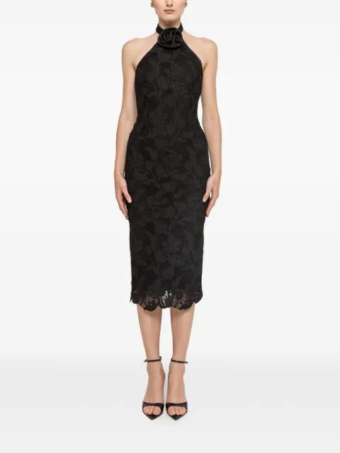 flower-appliqué midi dress by NISSA