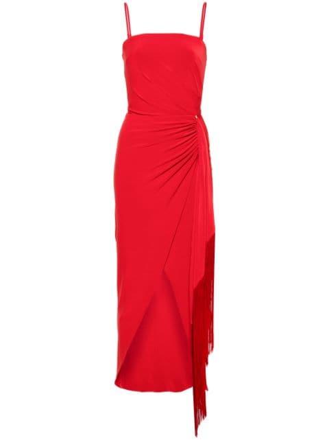 fringe-detail maxi dress by NISSA