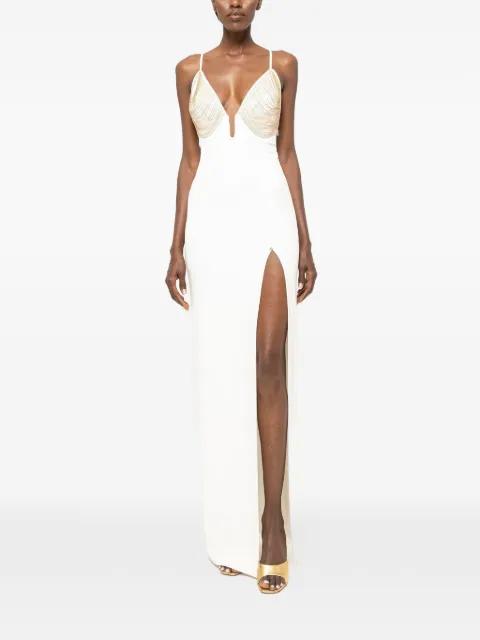 fringe-detail maxi dress by NISSA