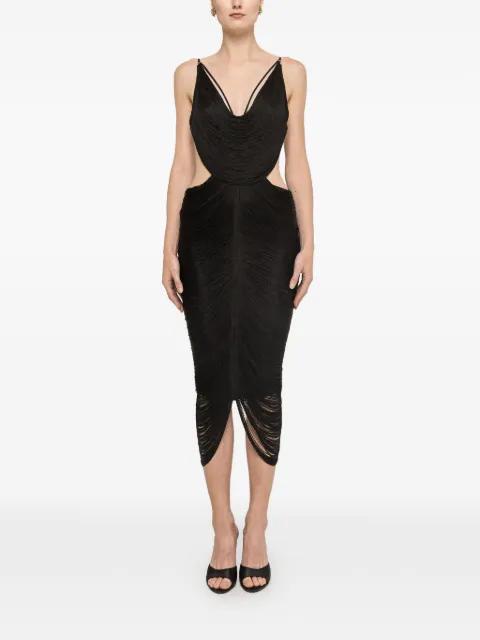fringed backless dress by NISSA