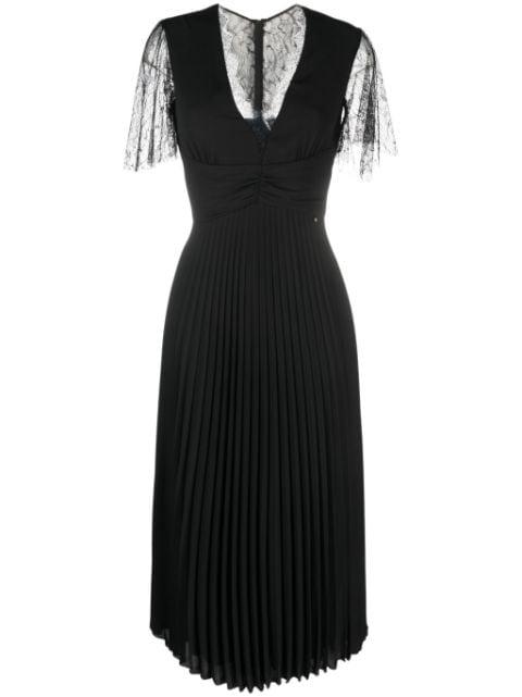 lace-detail pleated midi dress by NISSA