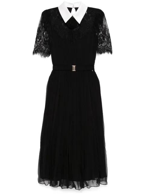 lace-detail silk midi dress by NISSA