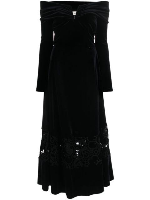 lace-detailing velvet-finish dress by NISSA