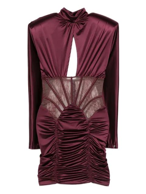 lace insert satin mini dress by NISSA