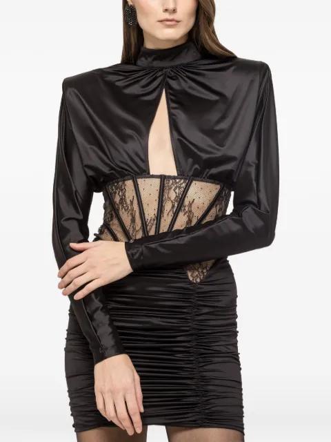 lace-insert satin mini dress by NISSA