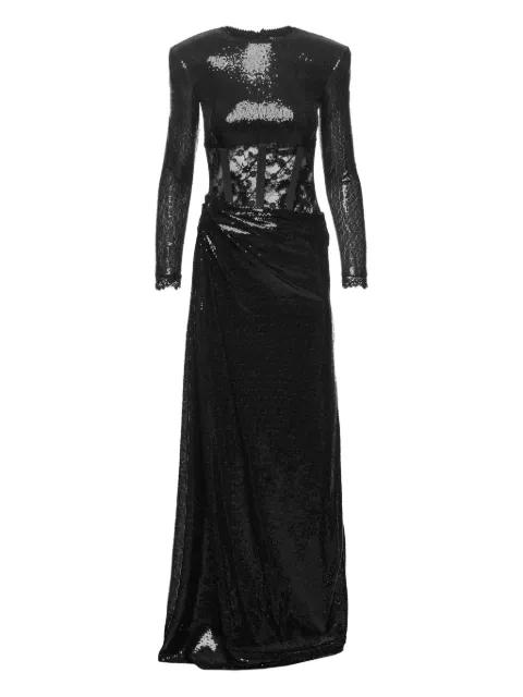 lace-insert sequin maxi dress by NISSA