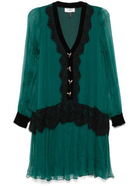 lace-insert silk mini dress by NISSA