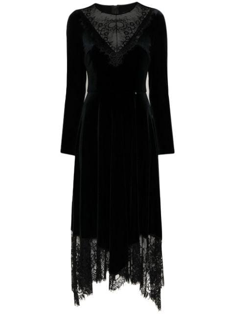 lace insert velvet dress by NISSA