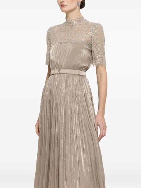 lace-panel chiffon midi dress by NISSA
