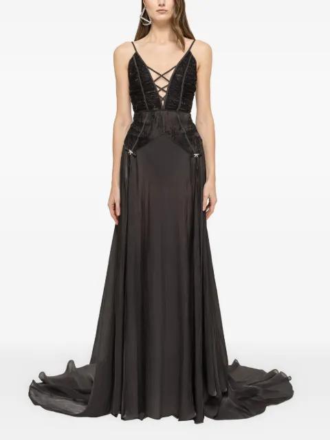 lace-panel maxi dress by NISSA